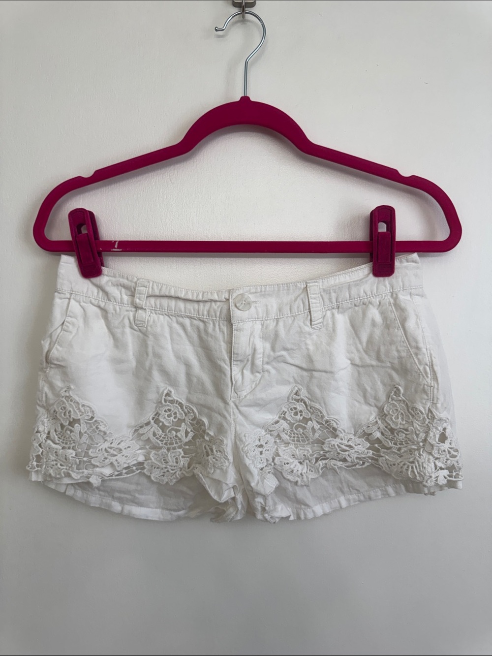 Lucky Brand White Lace-Trim Cotton Shorts